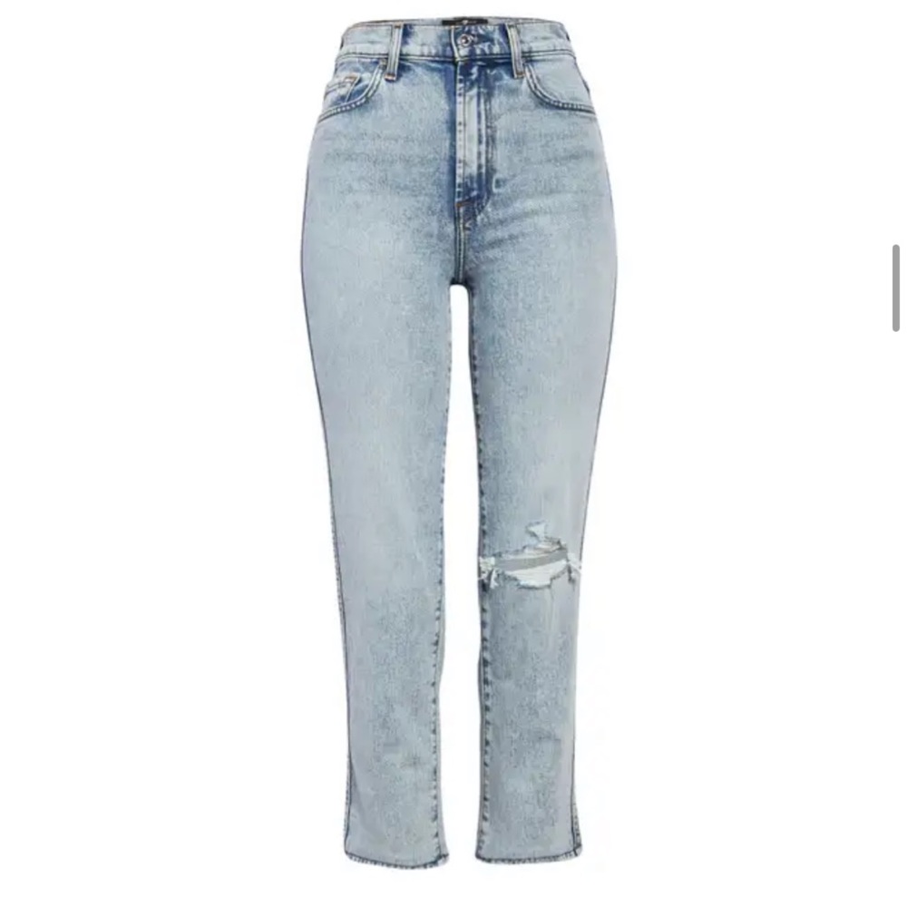 Seven for all Mankind high rise cropped straight - light wash jeans